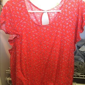 Red floral top